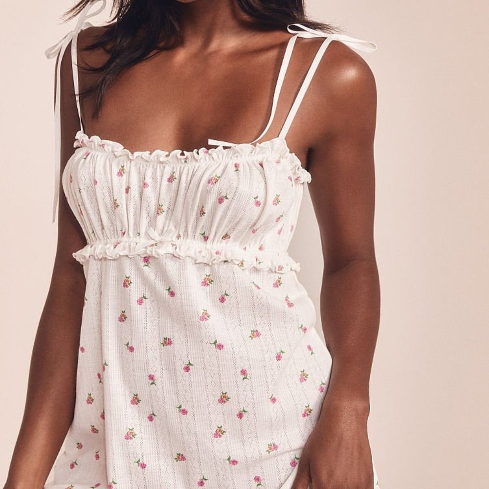 new for love & lemons pointelle blossom tie strap slip pj xl